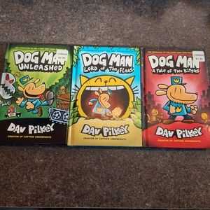 Dog Man Dav Pilkey Fleas Kitties Unleashed EUC Lot of 3 Hardcover